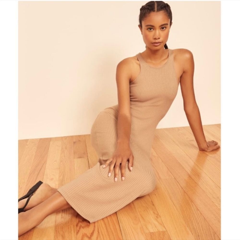 Reformation Jeans Dress Buff Small Ribbed Dress
